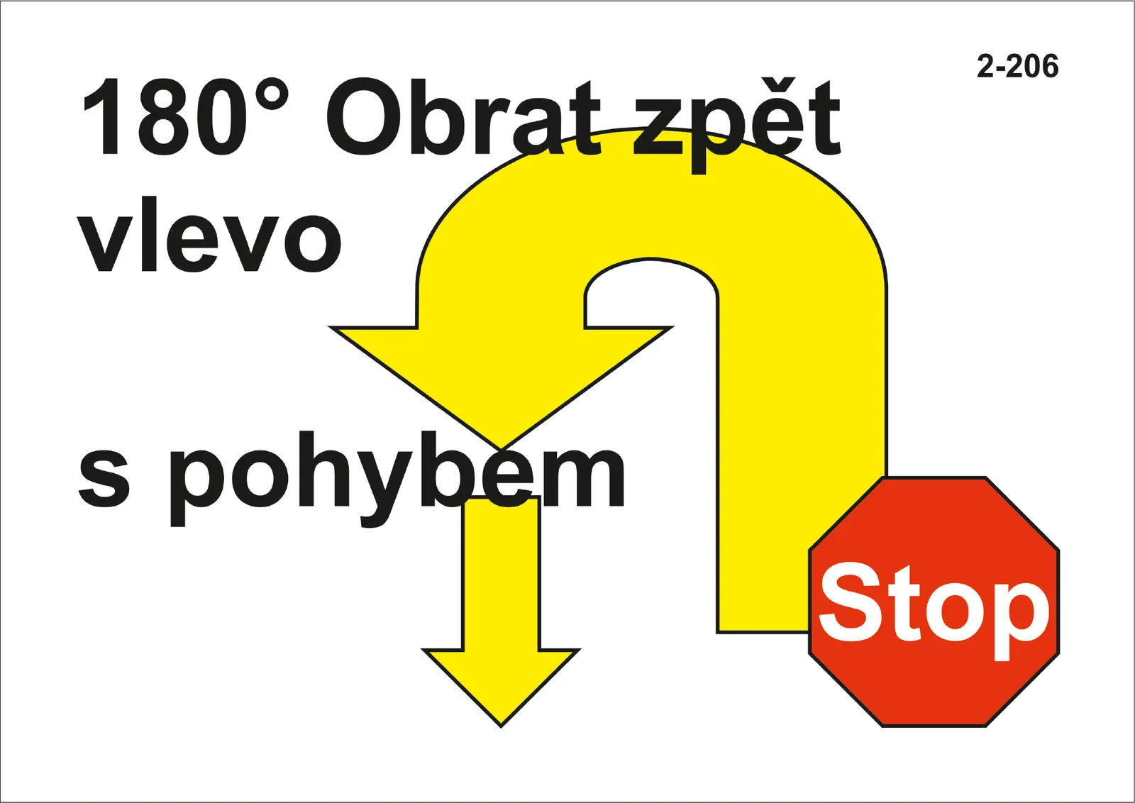 2-206 Stop – obrat vlevo o 180° – vpřed